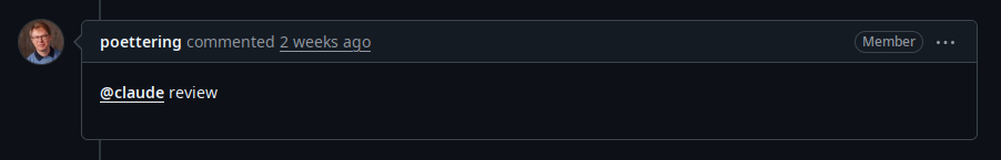 poettering comment in a PR in the systemd repository tagging claude bot promting it to review the PR