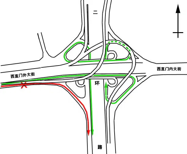 Map of the Xizhimen Interchange.