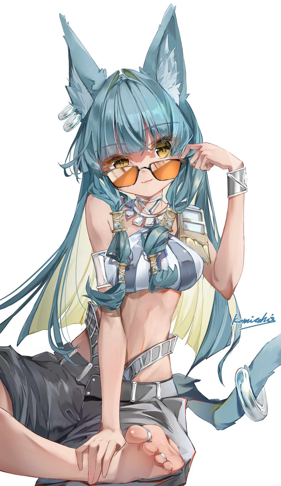A drawing of a catgirl wearing sunglasses